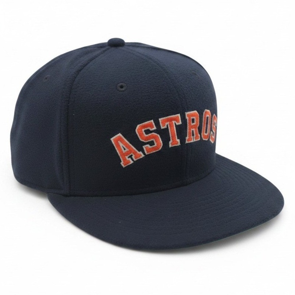 New Era Houston Astros 59FIFTY Fitted Hat‎ Navy Blue Fleece Size 7 5/8 MLB Cap